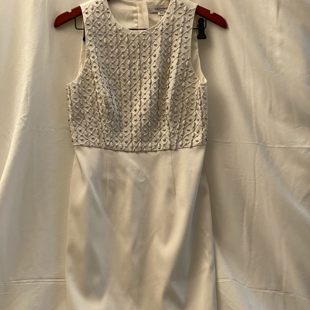 LK Bennett Ivory Textured Midi Dress - Picture 3 of 8